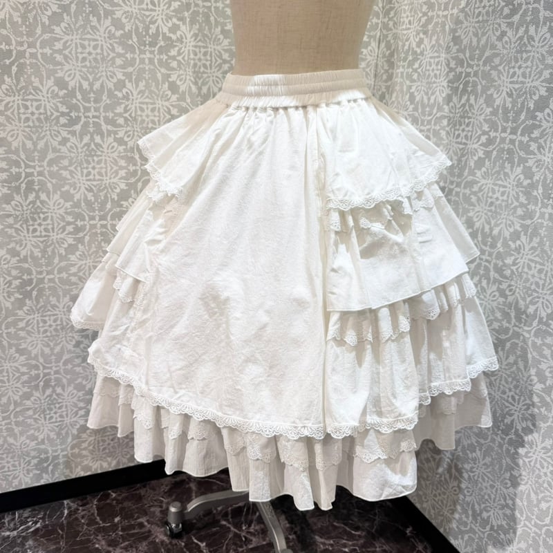 epine エピヌ レースコットンパニエ スカート ホワイト レースコットンスカートレースコットンパニエ