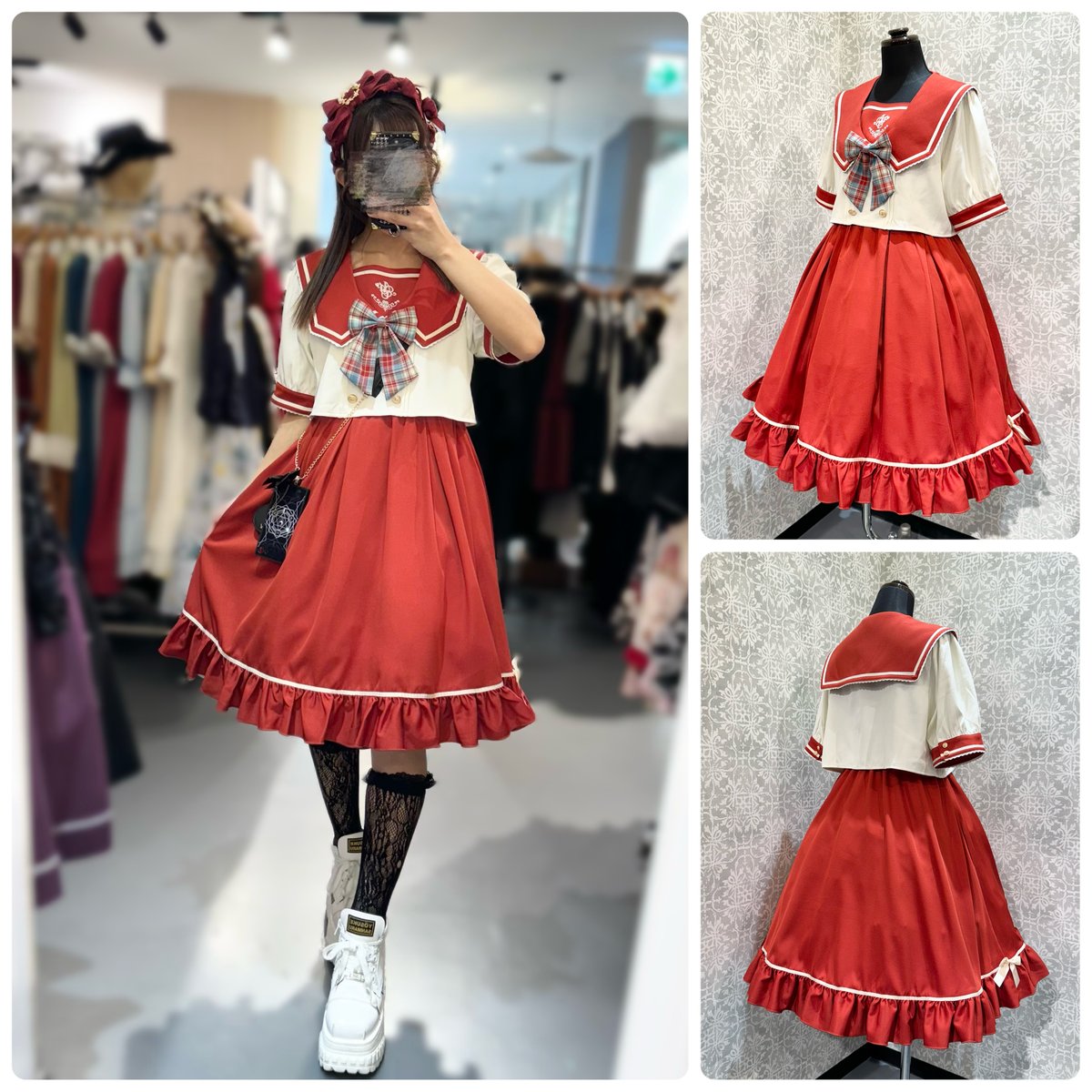 Amavel】Fancy Heart セットアップセーラーワンピース/124170423 |