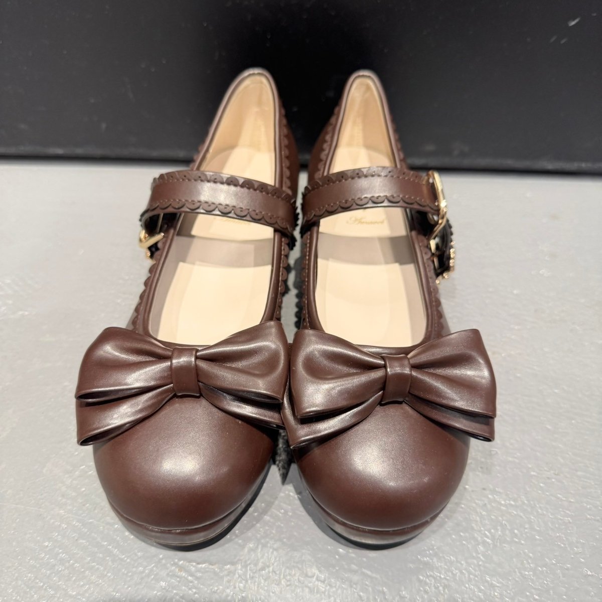 【中古品】Amavel リボン付スカラップパンプスS(ブラック) 中古品】Amavel リボン付スカラップパンプスS(ブラック)