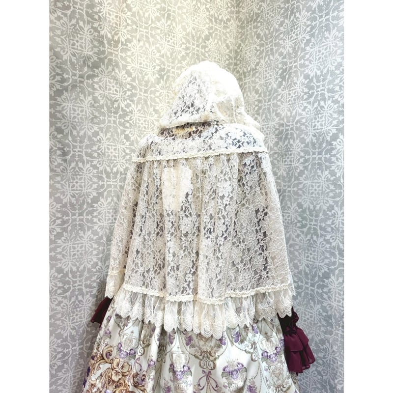 Enchantilly*フラワーレース付総レースケープ*生成*アイボリー Enchantilly*フラワーレース付総レースケープ*生成*アイボリー