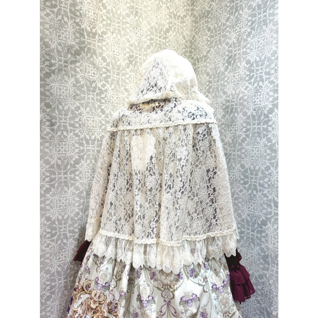 Enchantilly*フラワーレース付総レースケープ*生成*アイボリー Enchantlic Enchantilly】ジャルディネ レースケープ（生成×生成レース)