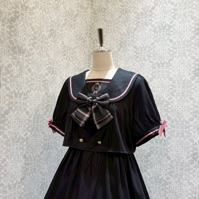 Amavel】 Chouchou Check セットアップ風セーラーワンピース/126170