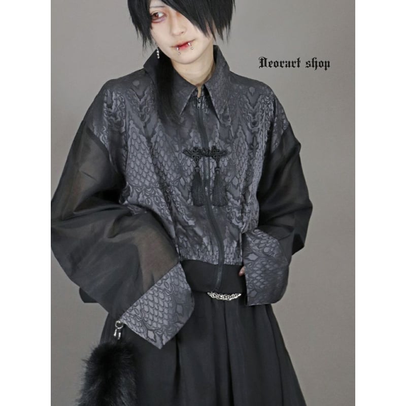 Deorart】【GOTH CHINA】袖 シアー・チャイナ柄トッパー [中華柄]（DRT2