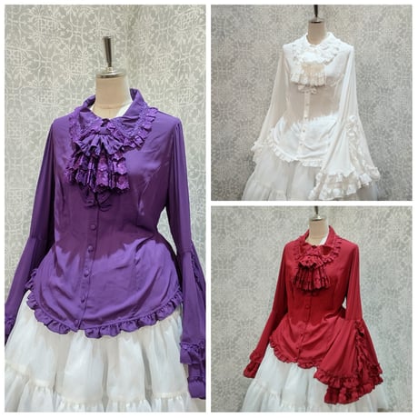 ルイーズジャボタイブラウス　綿 ルイーズジャボタイブラウス 綿 2wayボウタイブラウス【メール便