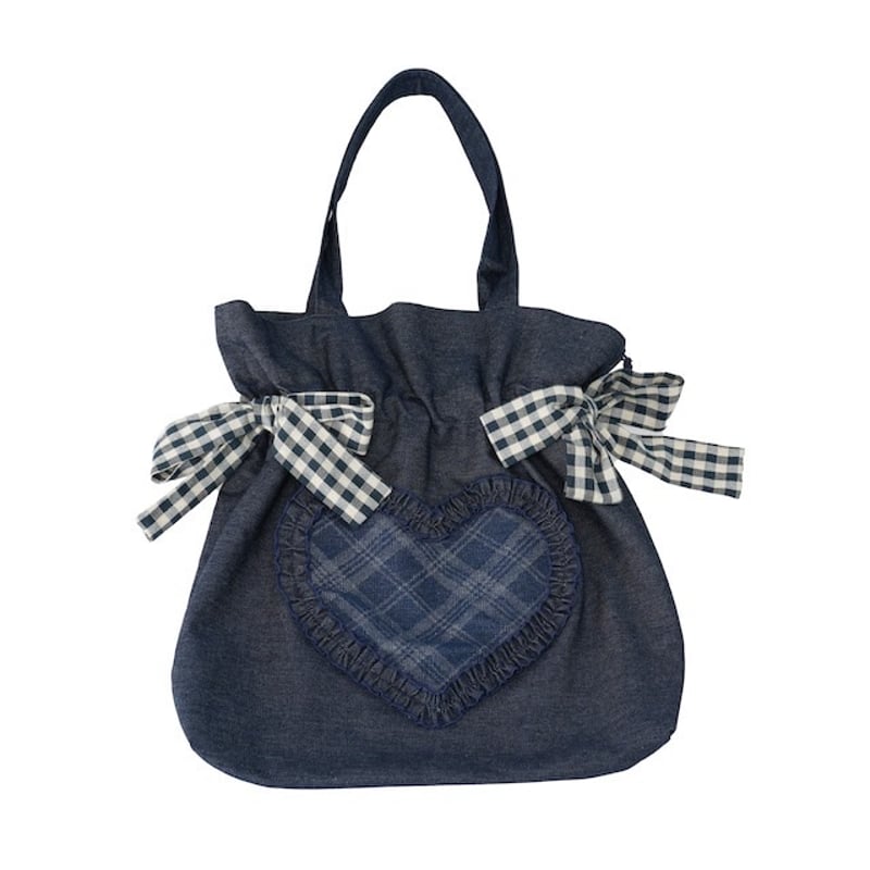 星箱Works】シーソルトマキアート デニムチェック トートバッグ