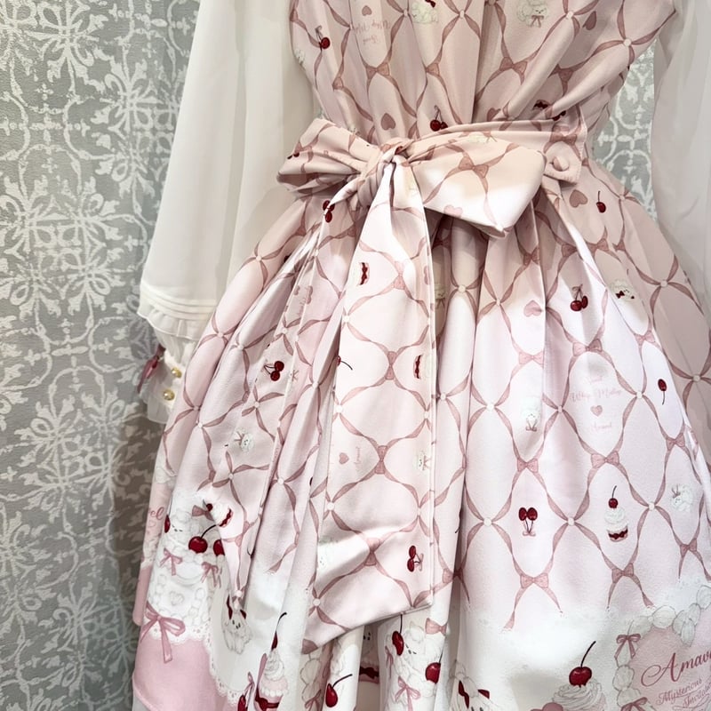 新品♡アマベル♡Sweet Whipプリントワンピ♡ブラウン♡リボンノベルティ付 新品♡アマベル♡Sweet Whipプリントワンピ♡ブラウン♡リボン