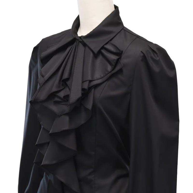 Sheglit シェグリット ジャボ付き黒長袖フリルブラウス M Sheglit】ビショップスリーブジャボブラウス/544030 | KIST ONLINE