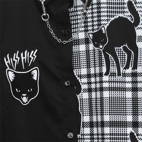【LISTEN FLAVOR】やんのかステップ黒猫2WAYシャツ（2423557）