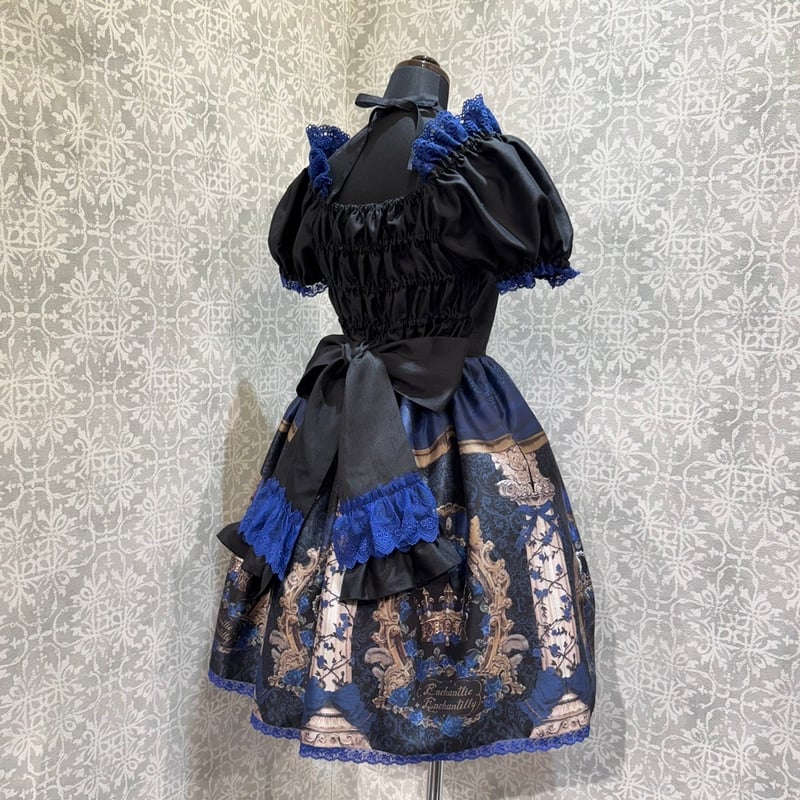 Enchantlic Enchantilly】エンタシスローズ ワンピース(青薔薇 Enchantlic Enchantilly】エンタシスローズ ワンピース(青薔薇