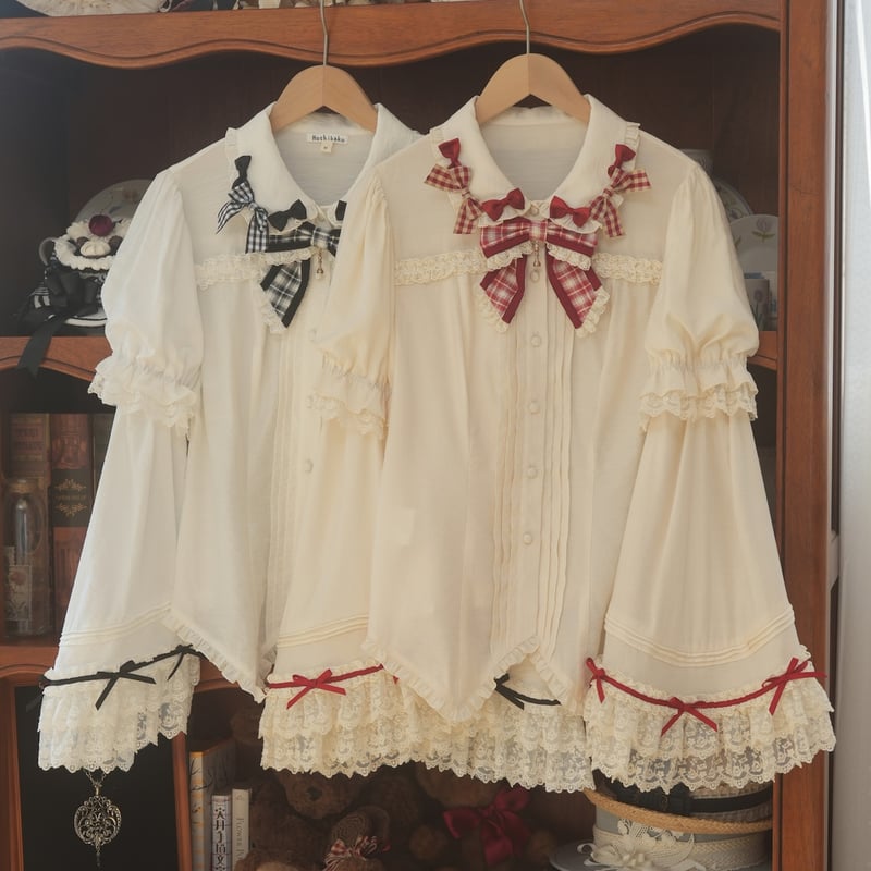 星箱Works】ホイップクリームホールケーキ 姫袖付きチェックリボン