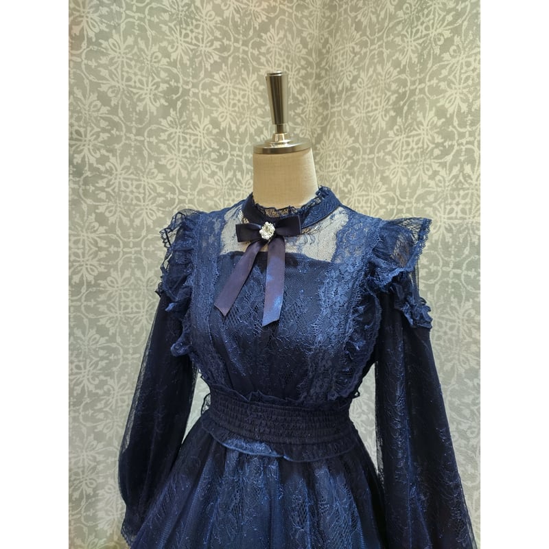 amavelレース襟付き青ロングワンピース Amavel】Twinkle Feminine レースワンピース/126170378 | K