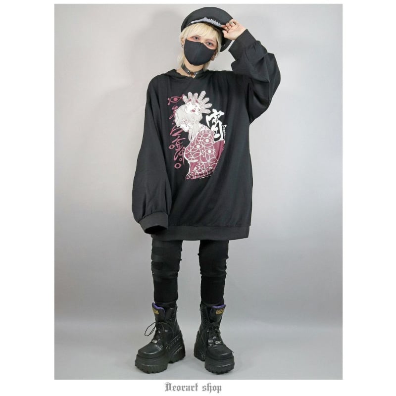 Deorart】 [和GOTH] オーバーサイズ ・プリントプルパーカー [ 宵-yoi-