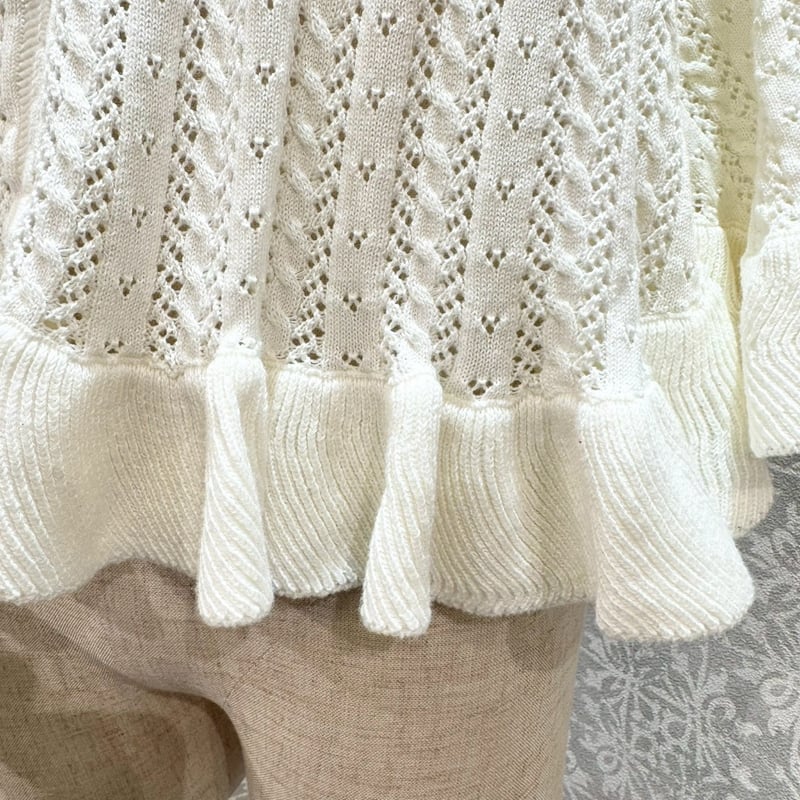 Amavel】ロマンティックレースすかし編みニットポンチョ