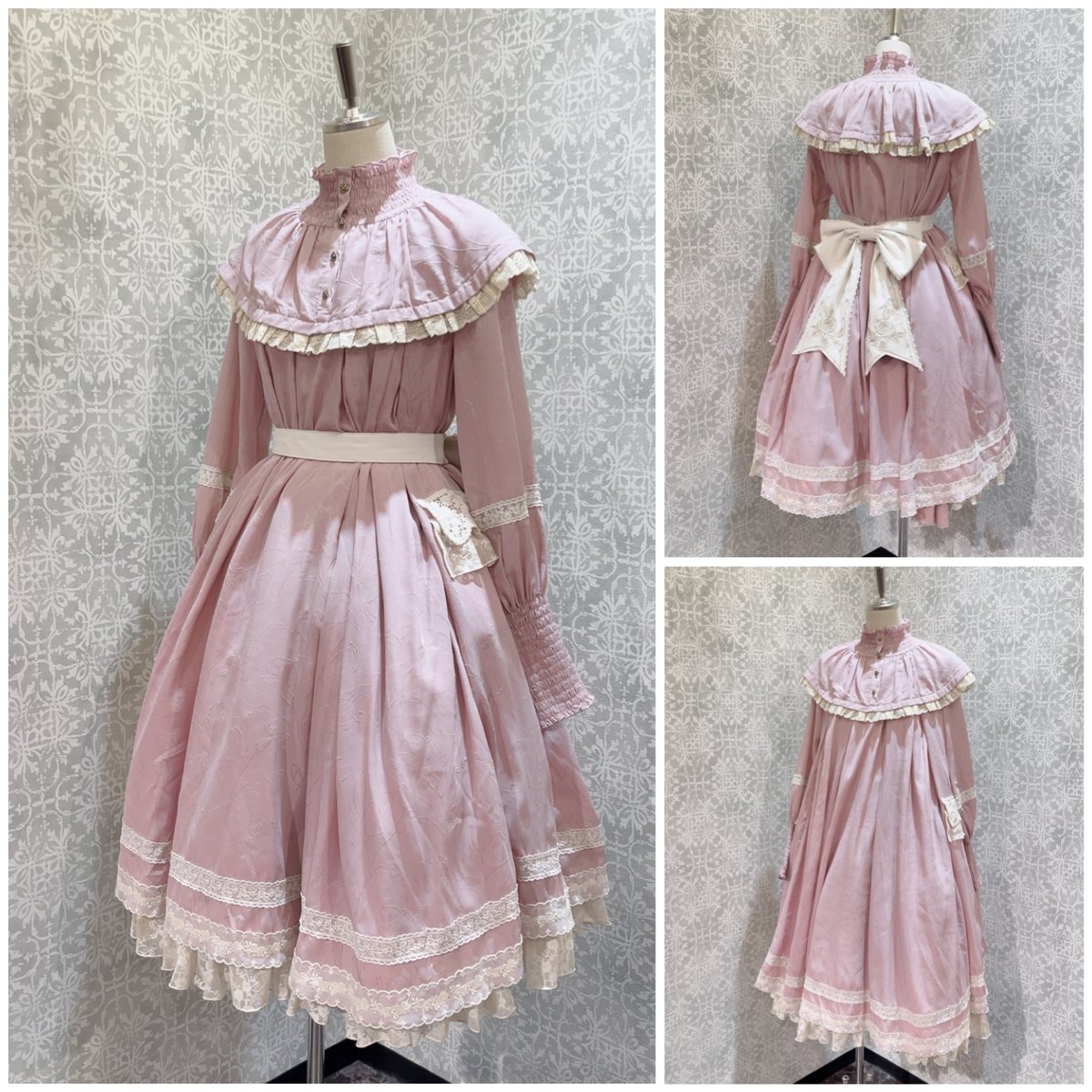 星箱Works】小夜啼鳥と薔薇 ラッフルカラーワンピース/A24A01299