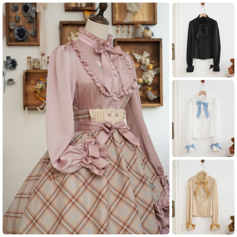 スタンドカラーブラウス　ハンドメイド 型紙なしでできる スタンドカラーブラウス 作り方 KIMONO DIY
