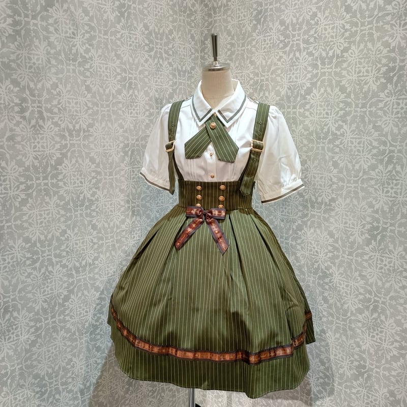 アマベル　ワンピース　トランプ　スカート　ストライプ　刺繍　ベスト Amavel】Message Ribbon ストライプスカート/125410640 | KI