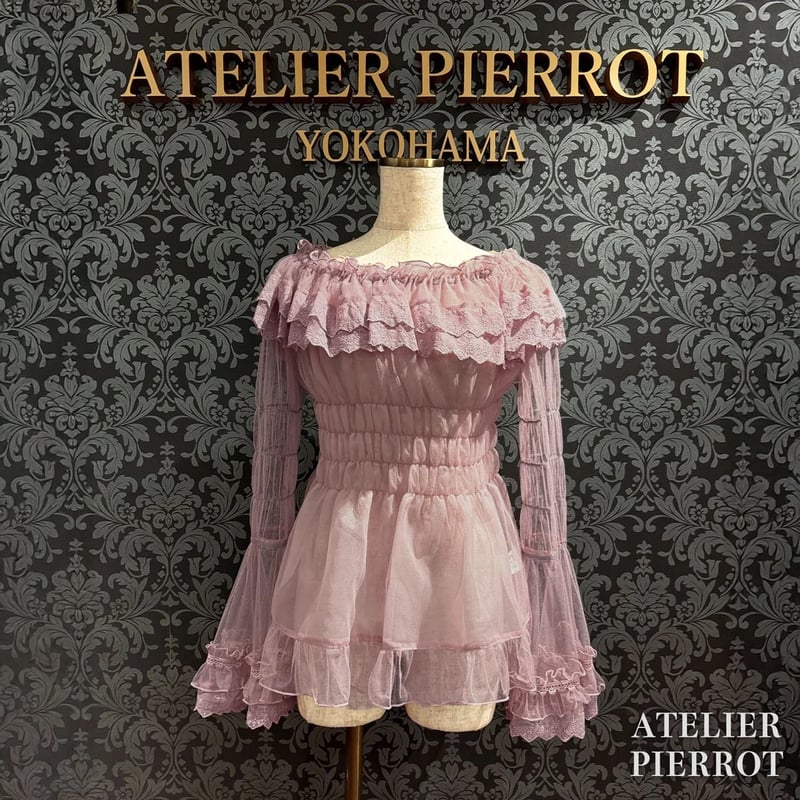 ATELIER-PIERROT】 Sheer Off-Shoulder Shirring B