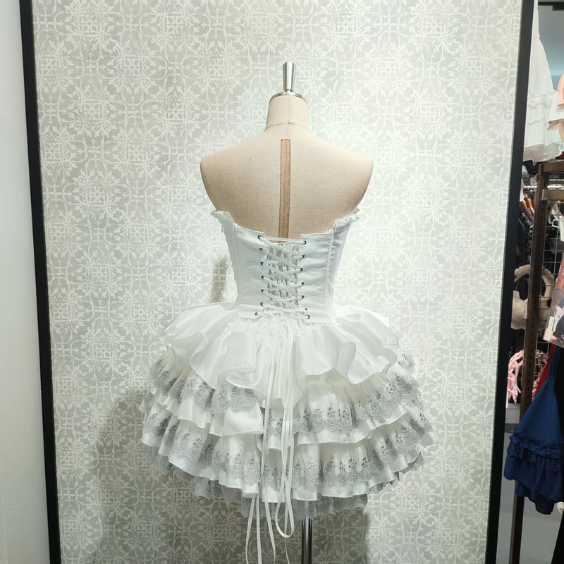 ATELIER PIERROT　ミニコルセットワンピース　ホワイト ATELIER-PIERROT】Mini Corset Dress (シルバーレースver)