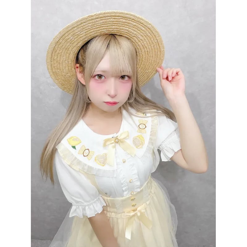 Amavel Sweet Whip プリントスカート ブラウス　帽子　3点セット Amavel】Honey Lemon フリルブラウス/126310623 | KIST ON