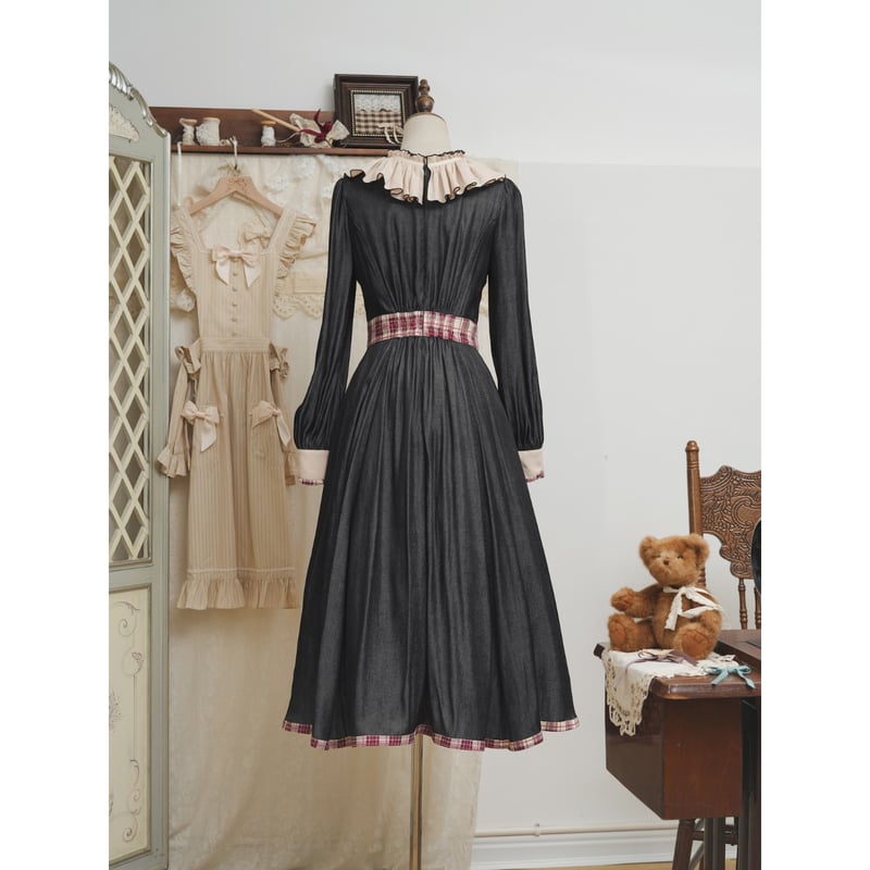 星箱Works】ショコラ・ホリック フリルカラーロングワンピース