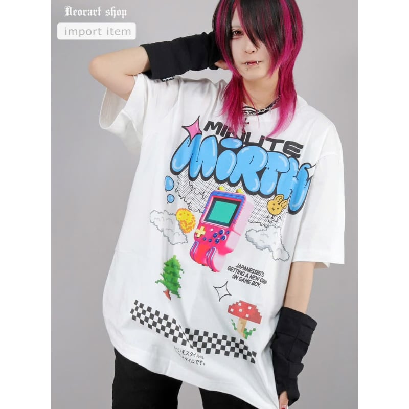 Deorart】オーバーサイズTシャツ [ Retro GAME・PINK ]（IPT014
