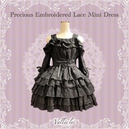 Vallée lys Embroidered Lace Mini Dress USED】【Vallée lys】Precious Embroidered Lace Mini Dress