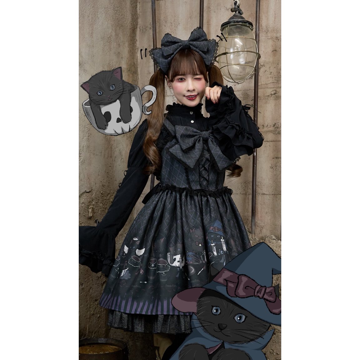funnyfairy】黒猫たちのミッドナイトティーパーティー ねこみみリボン
