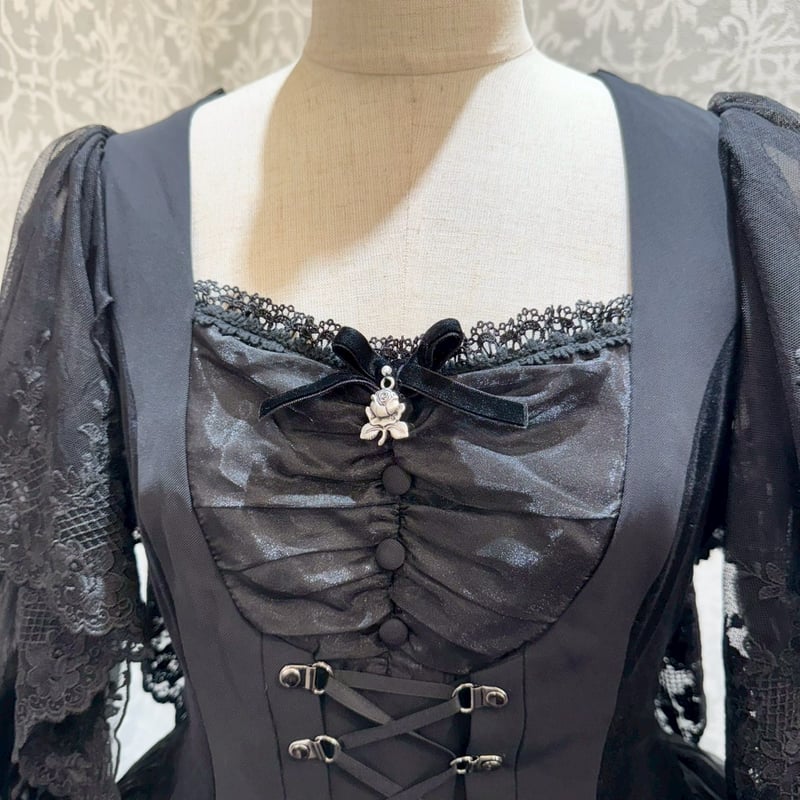 星箱Works】 黒薔薇の貴婦人 編み上げビスチェ風ドレス/A24A01089