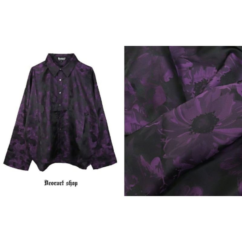 Deorart】ジャガード フラワー柄・オーバーサイズシャツ（DRT2861
