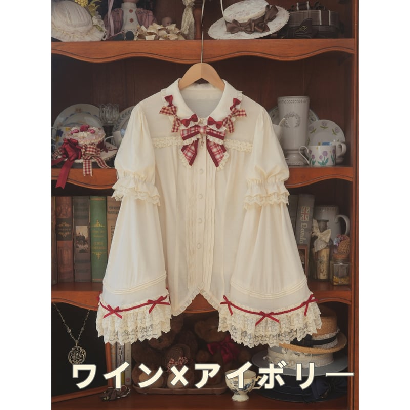 星箱Works】ホイップクリームホールケーキ 姫袖付きチェックリボン
