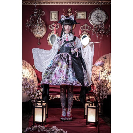【RoyalPrincessAlice】夜桜百鬼夜行　たまコラボ　帯付きドレス/RPA-22145JSK