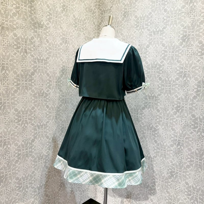 Amavel】 Chouchou Check セットアップ風セーラーワンピース/126170