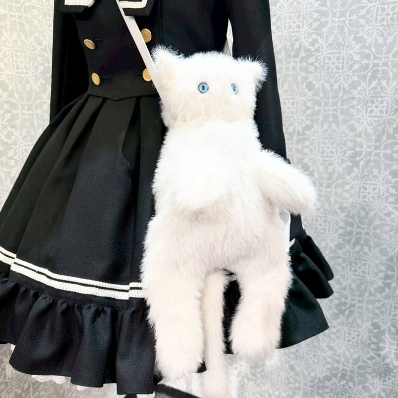 ATELIER PIERROT ネコショルダーバッグ 白猫 ぬいぐるみ ATELIER-PIERROT】 Noir Neko Shoulder Bag/OCB-01