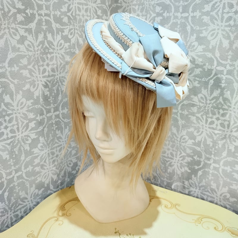 星箱works カクテルハット リボンタルト 水色 サックス ベージュ 帽子 リボンタルト カクテルハット | HoshibakoWorks