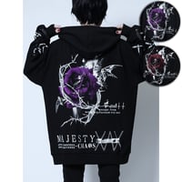 【SEXPOTReVeNGe】MAJESTIC ROSE LACE UP SLEEVE BIG DESIGN ジップ パーカー【SB08754】