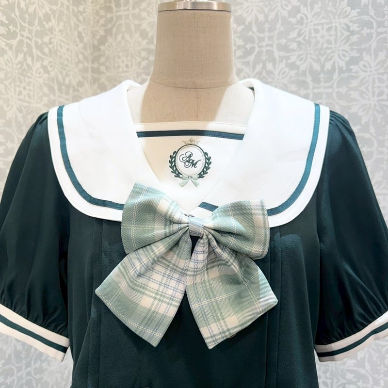Amavel】 Chouchou Check セットアップ風セーラーワンピース/126170