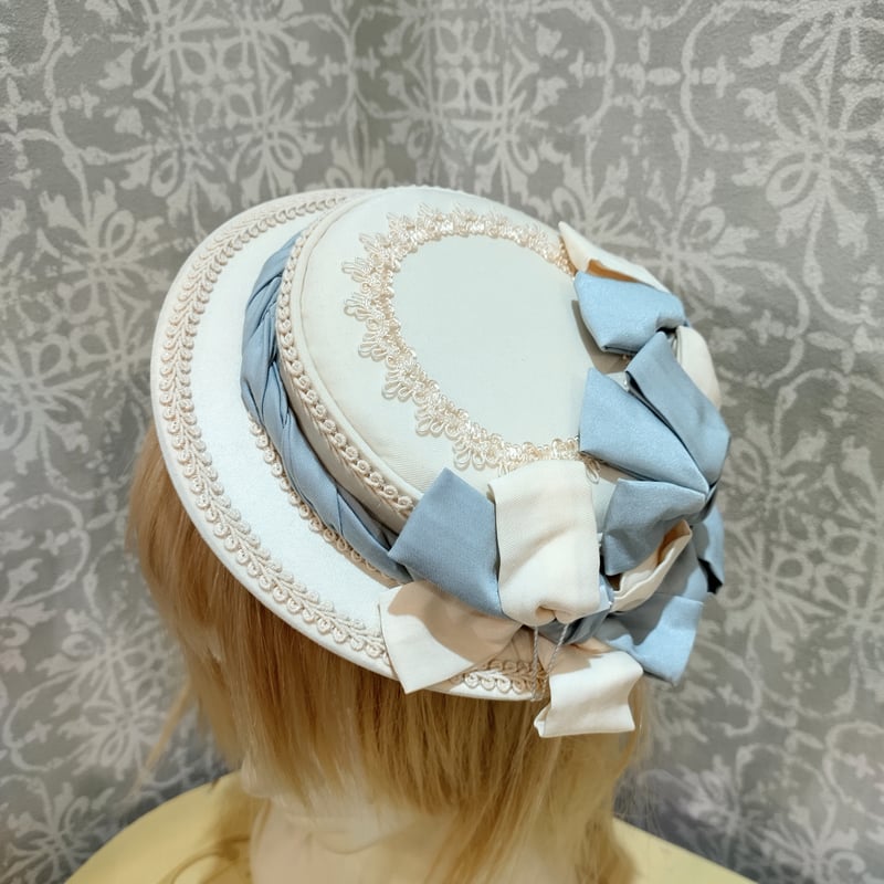 リボンタルト 帽子型 ボンネット サックス 星箱Works 帽子・頭飾り