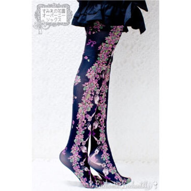 Enchantlic Enchantilly】 すみれの花園オーバーニーソックス/生成り、 