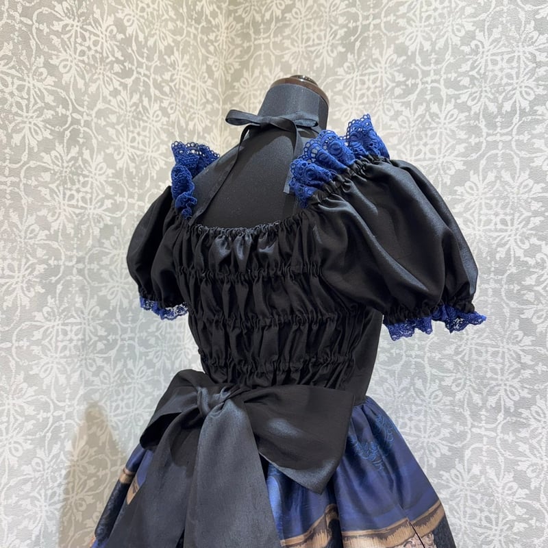 Enchantlic Enchantilly】エンタシスローズ ワンピース(青薔薇 Enchantlic Enchantilly】エンタシスローズ ワンピース(青薔薇