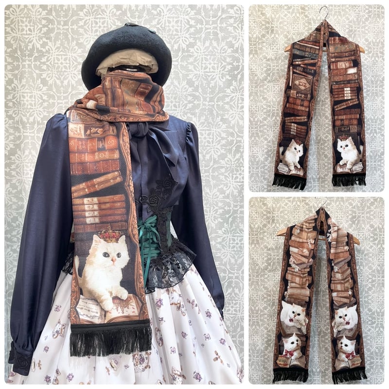 Enchantlic Enchantilly】 Queen Cat 秘密の書斎 マフラー/黒