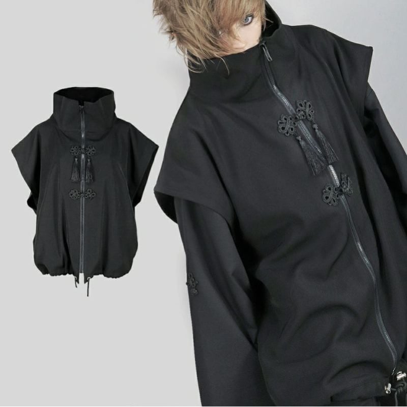 極美品 タリアトーレ ジレ ベスト ベロア ブラック ベスト ジレ 「Alfred Alex」drape side ring code double gilet