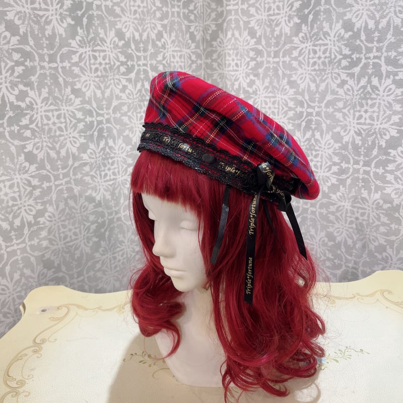 Triple*fortune】ベレー帽(赤チェック) | KIST ONLINE STORE