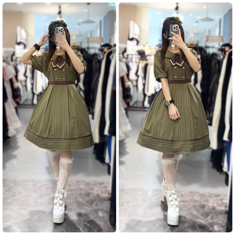 ADAM ファッション ダブルベルトハーフシャツワンピース