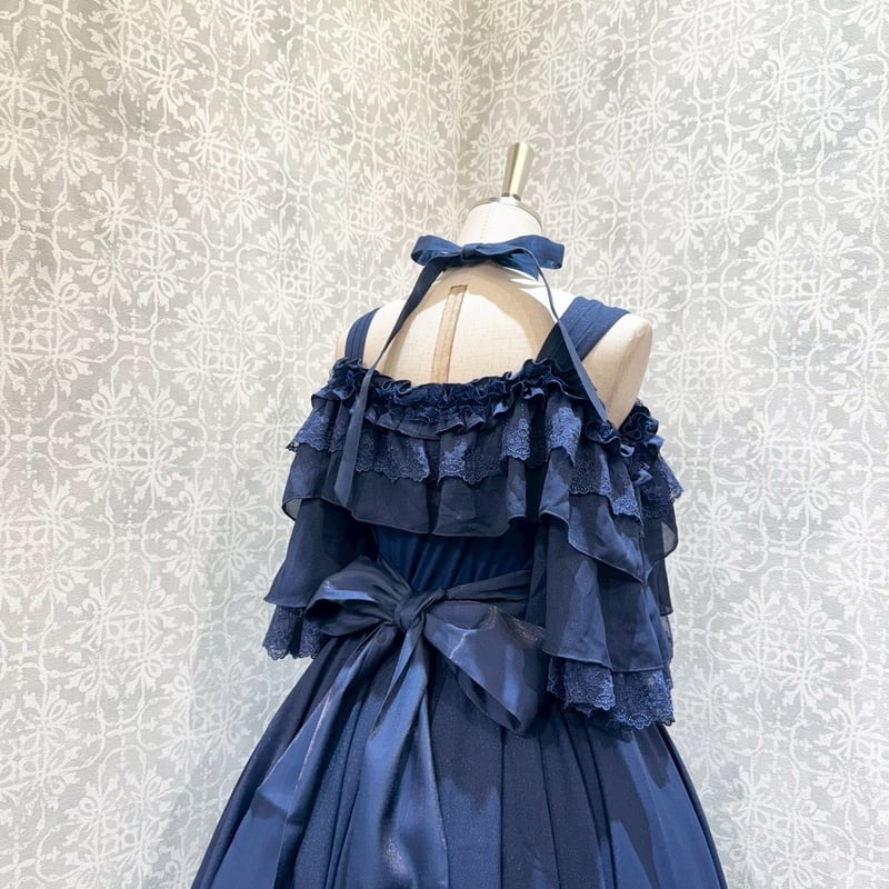 星箱Works】 月の満ち欠けオフショルダードレッシーワンピース 刺繍