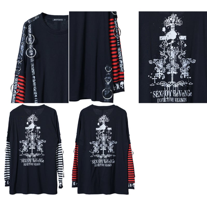 SEXPOTReVeNGe】STUDS BORDER パンキッシュ カットソー【SA6814