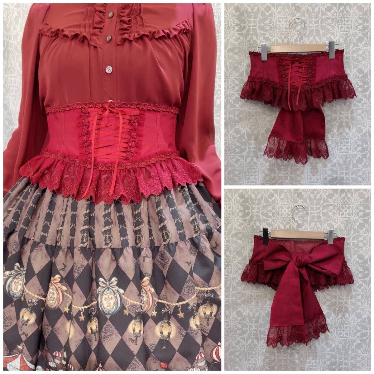 【Enchantlic Enchantilly】ローズレースリボンコルセット ローズレースリボンコルセット（ビィジョナリーブルー×黒レース