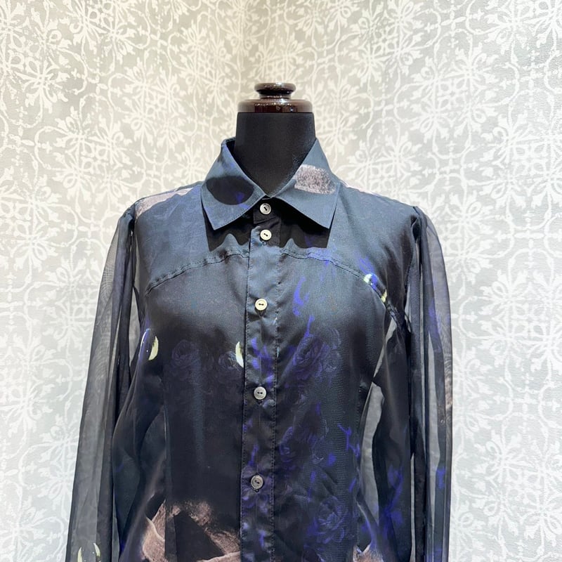 【送料無料】h. naoto Blood（h. NAOTO）ブラック ジャケット h.NAOTO】Dark flame chiffon blouse/CNF30-H163 |