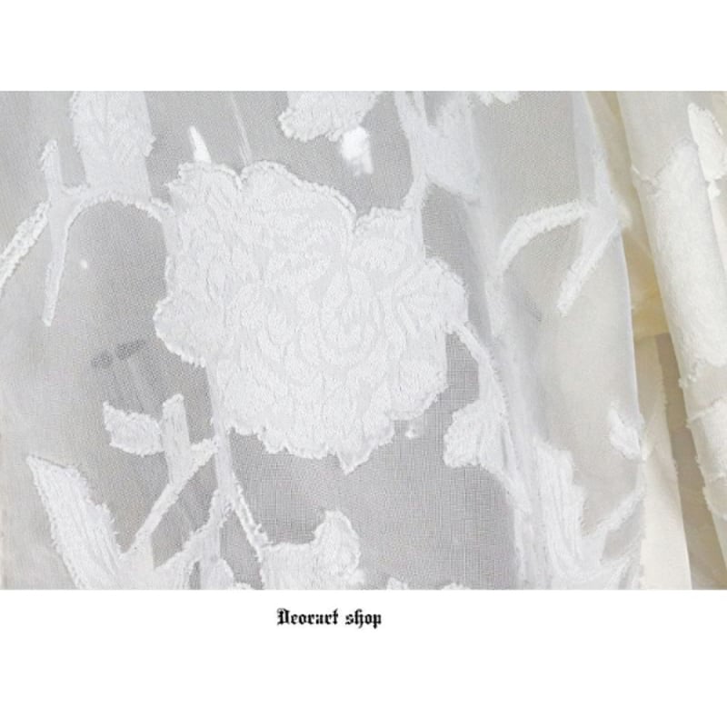 Deorart】透け感 シアー・ジャガードシャツ[ローズ・薔薇 柄] （BY7101