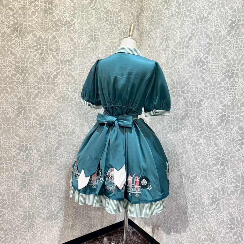 Amavel Dreaming Diner ワンピース ブルー Dreaming Diner エプロン付きワンピース （9172841693415