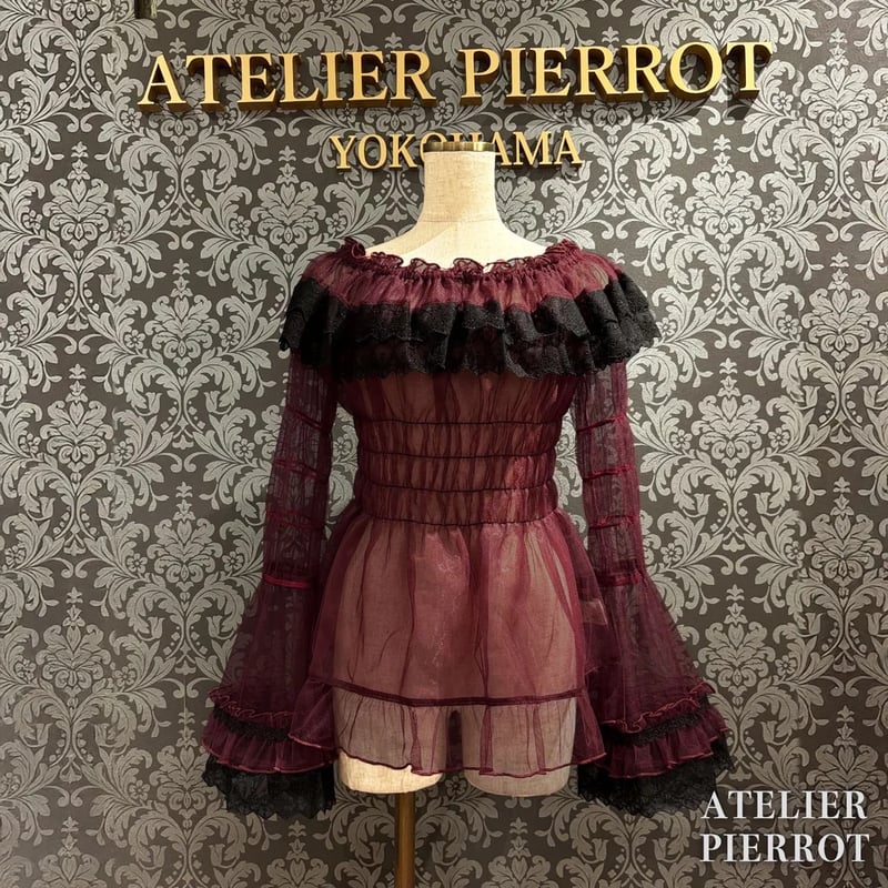 ATELIER-PIERROT】 Sheer Off-Shoulder Shirring B